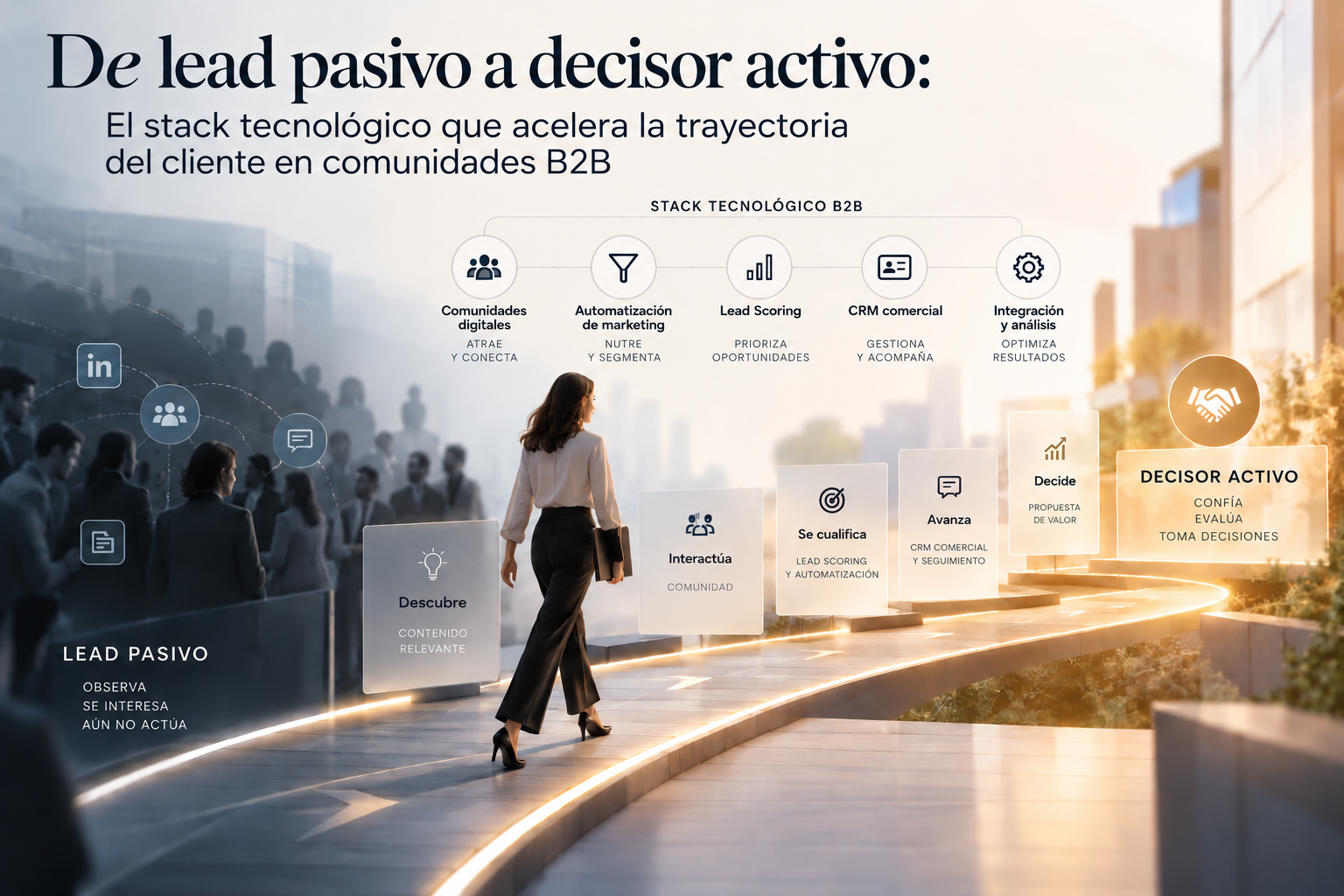 De lead pasivo a decisor activo: el stack tecnológico B2B que acelera la trayectoria del cliente